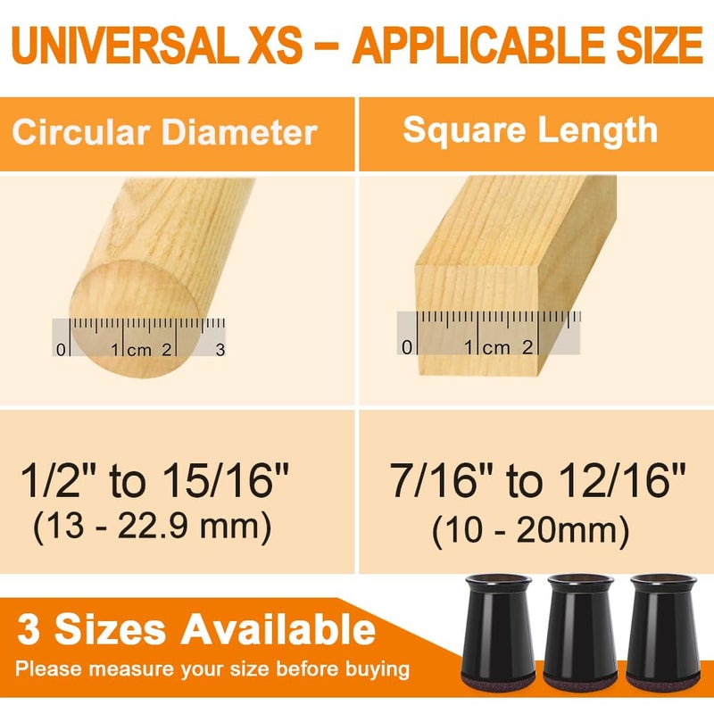 VIUME 24 Pcs Chair Leg Floor Protectors for Hardwood Floors Silicone Covers to Protect Wood Tile Floors Scratches Felt Pads Furniture Leg Caps No Noise (Fit:0.5""-0.89"") - Image 5